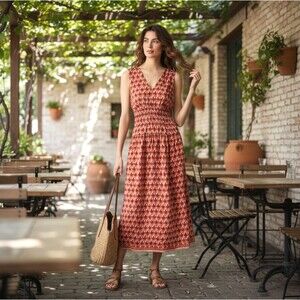 J.Crew Hyacinth Dress Large PETITE Pink Floral Midi Block Crepe De Chine Pockets